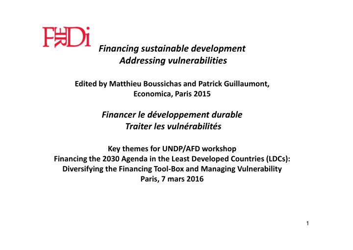 financing sustainable development addressing