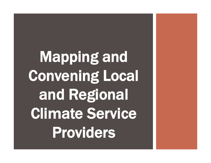 mapping a and convening l local and r regional climate s