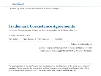Trademark Coexistence Agreements  Evaluating, Negotiating and Structuring Agreements to Resolve