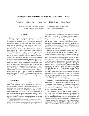 2  Pattern-Fusion: Design and Overview  can formally define the robustness of a colossal pattern.