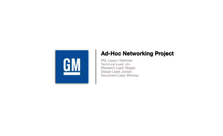 ad hoc networking project