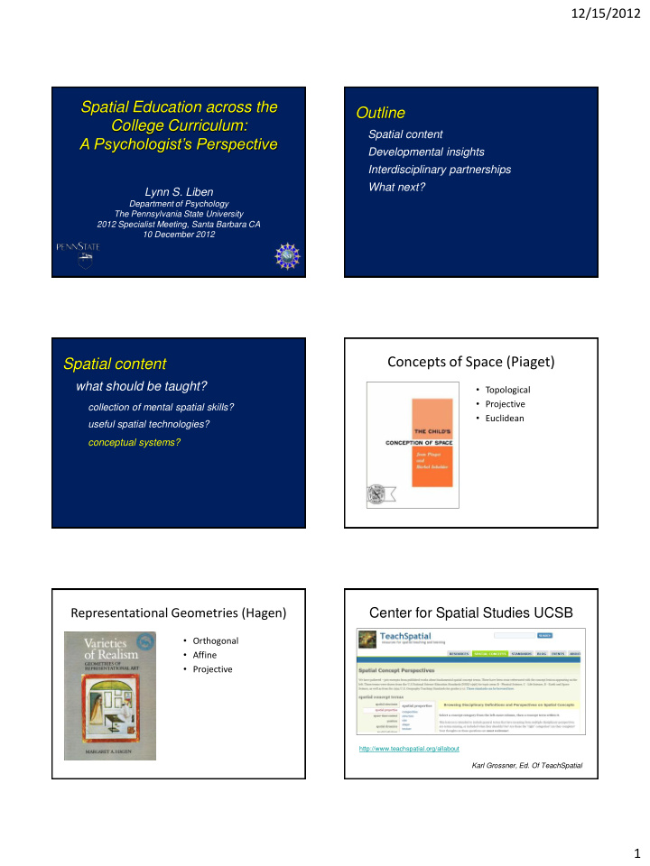 spatial education across the outline college curriculum