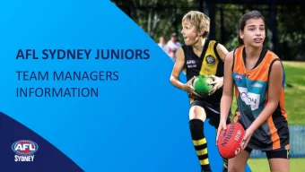 AFL SYDNEY JUNIORS  TEAM MANAGERS  INFORMATION  Contents  1. Your Role  2. Before Match Day  3. At