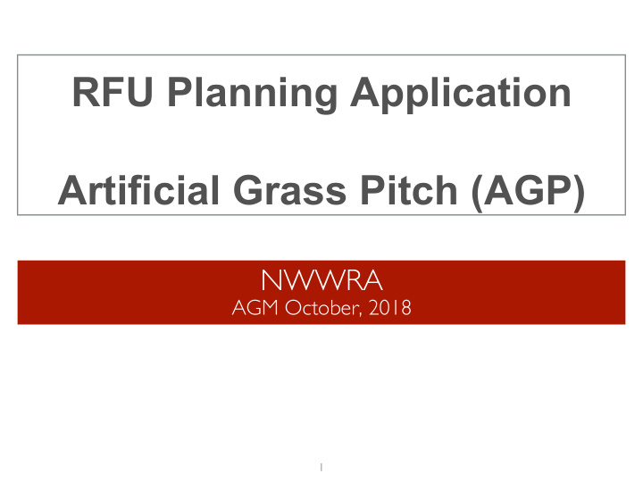 rfu planning application artificial grass pitch agp