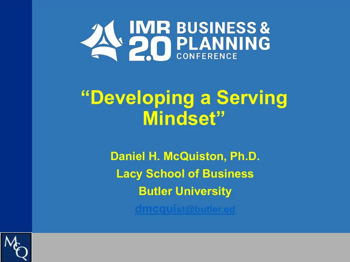 developing a serving mindset