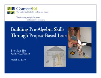 Building Pre-Algebra Skills  Ti  Tirough Project-Based Learning  Pier Sun Ho  Arlene LaPlante