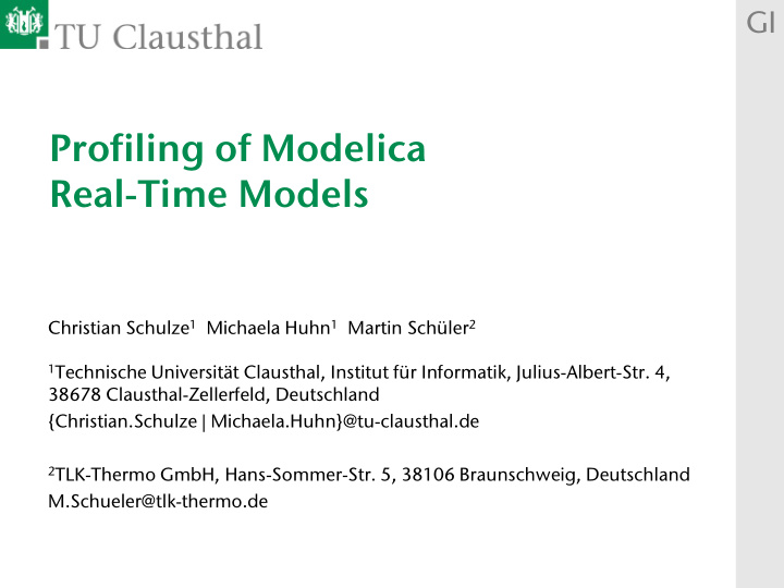 profiling of modelica real time models