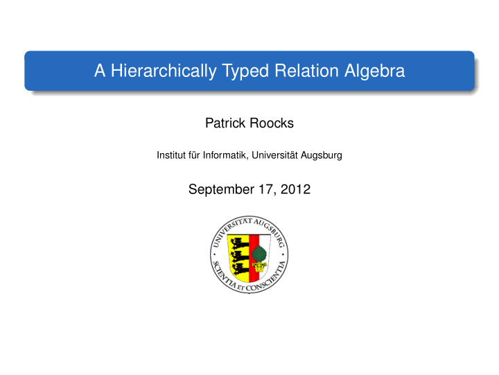 a hierarchically typed relation algebra