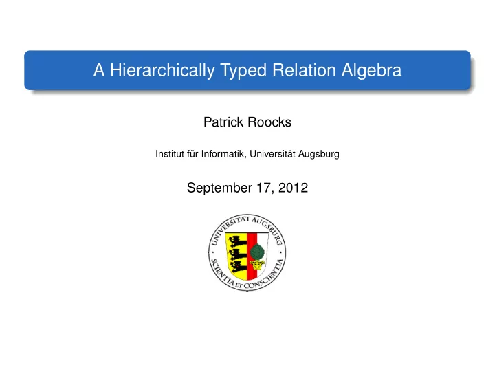 a hierarchically typed relation algebra