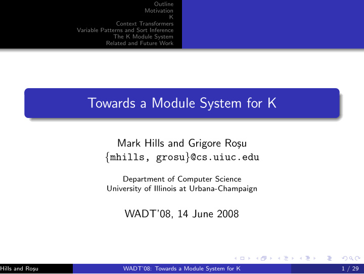 towards a module system for k