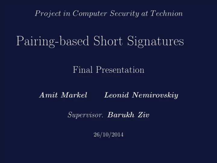 pairing based short signatures