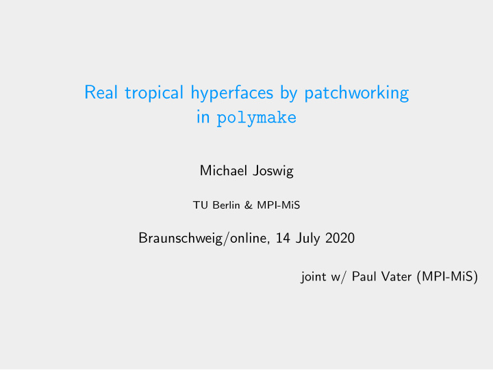 real tropical hyperfaces by patchworking in polymake