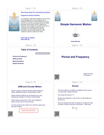 Simple Harmonic Motion  permission of the owners. NJCTL maintains its  website for the convenience