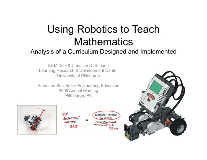using robotics to teach mathematics