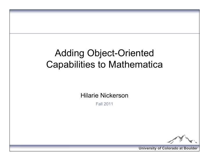 adding object oriented capabilities to mathematica
