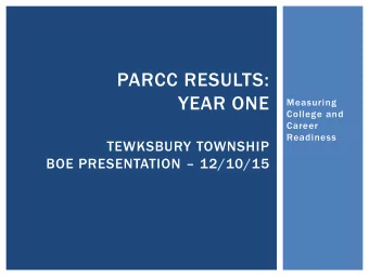 PARCC RESULTS:  YEAR ONE  Measuring  College and  Career  Readiness  TEWKSBURY TOWNSHIP BOE
