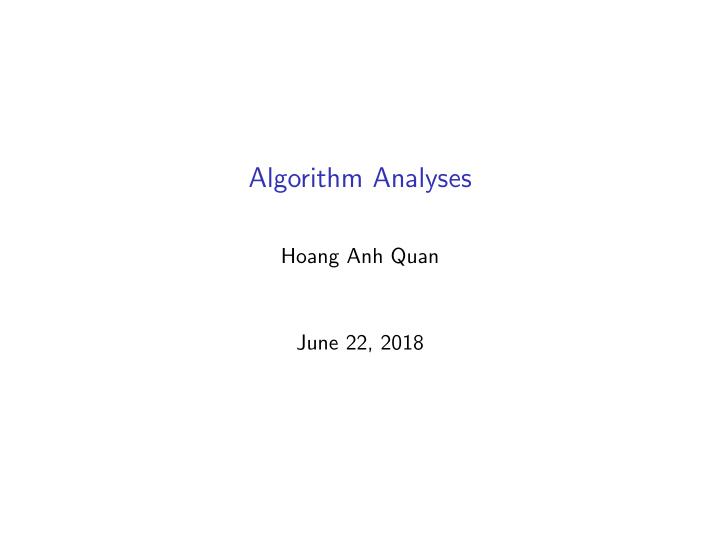 algorithm analyses