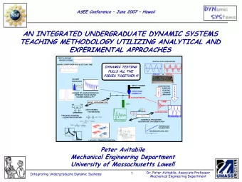 AN INTEGRATED UNDERGRADUATE DYNAMIC SYSTEMS  TEACHING METHODOLOGY UTILIZING ANALYTICAL AND