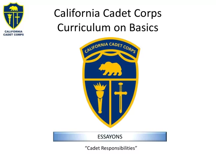 california cadet corps curriculum on basics