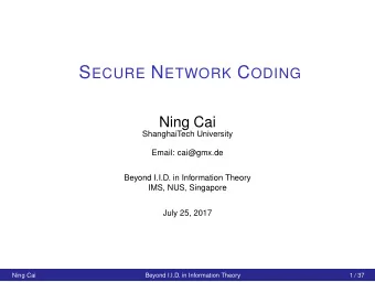 Communication network A (directed) Graph G = ( V , E ) : nodes-users, edges-  channels (noiseless);