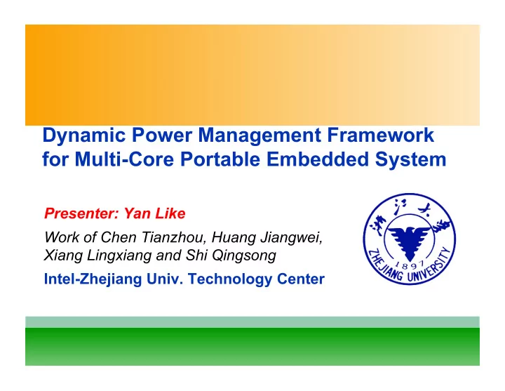 dynamic power management framework for multi core