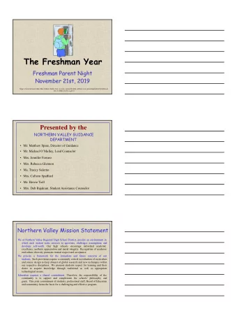 The Freshman Year  Freshman Parent Night  November 21st, 2019