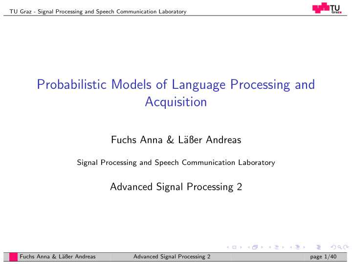 probabilistic models of language processing and