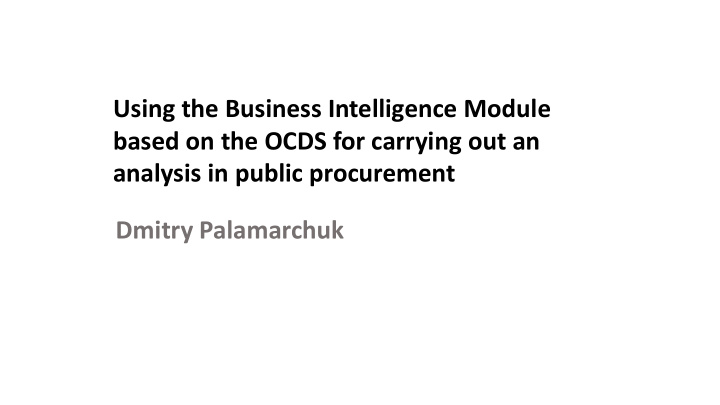 analysis in public procurement dmitry palamarchuk