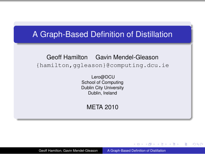 a graph based definition of distillation