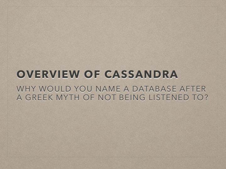 overview of cassandra