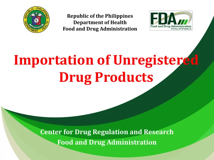 center for drug regulation and research food and drug