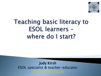 judykirsh@aol.com  1  Aim  to develop an initial understanding of the links  between the theory