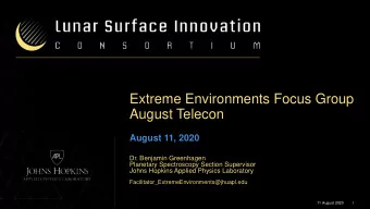 Extreme Environments Focus Group  August Telecon  August 11, 2020  Dr. Benjamin Greenhagen