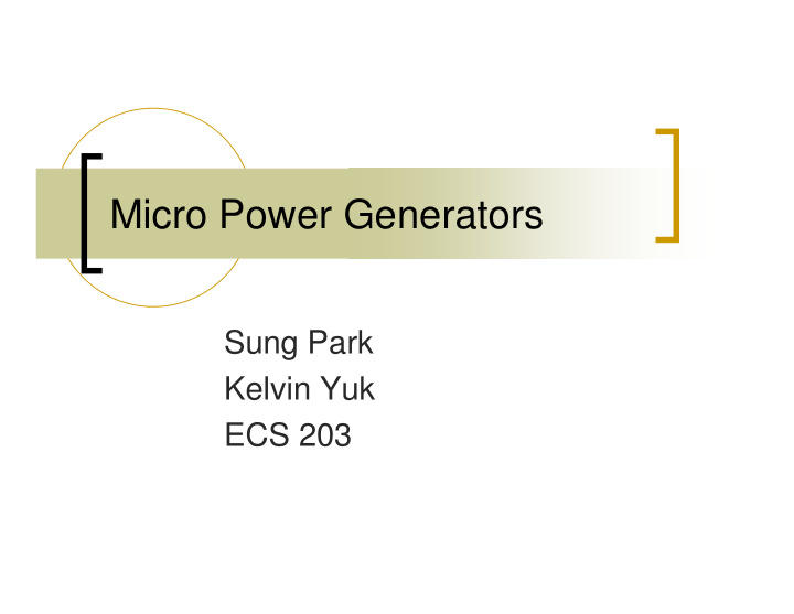 micro power generators