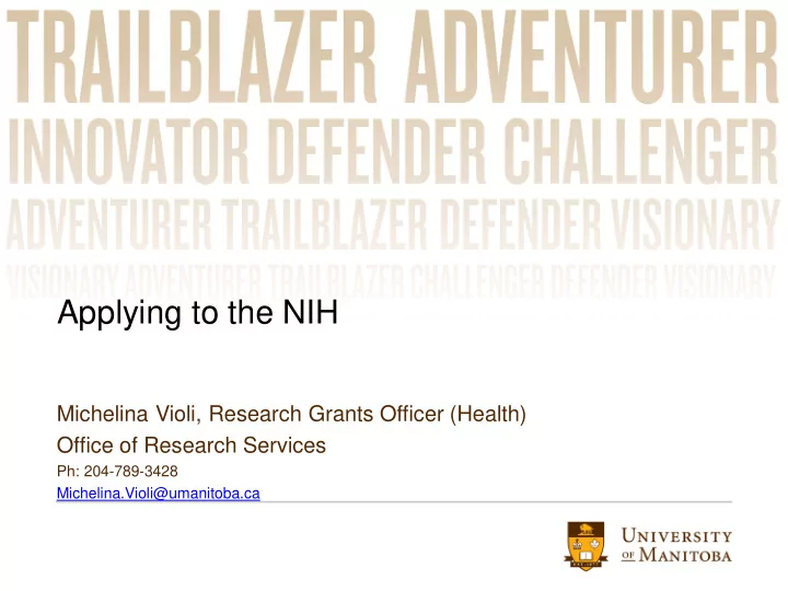 applying to the nih