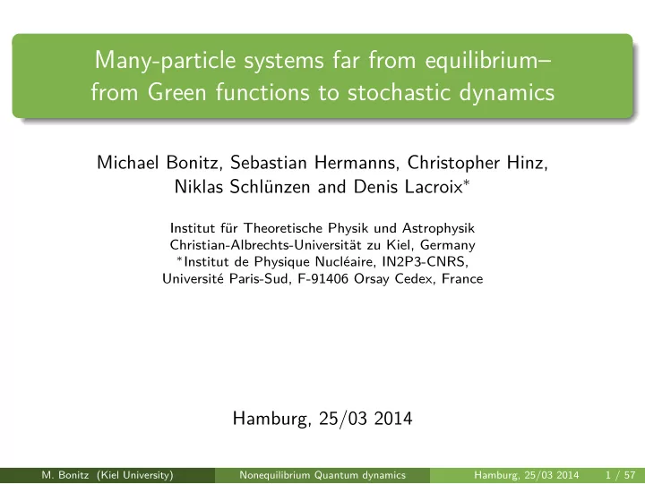 many particle systems far from equilibrium from green