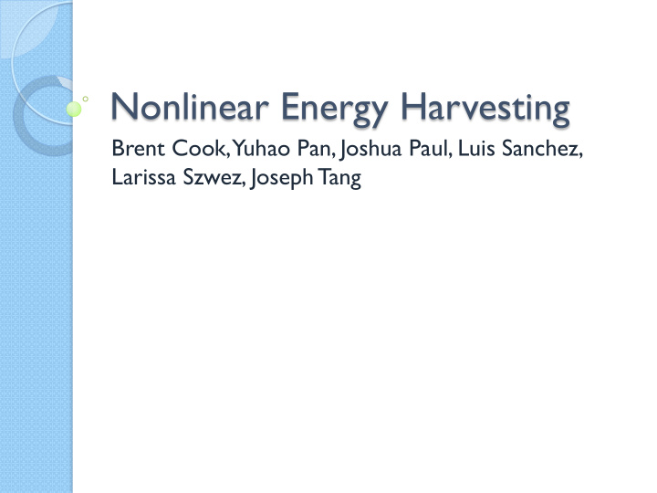 nonlinear energy harvesting