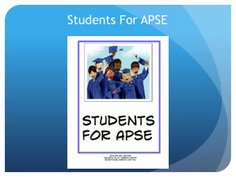 Students For APSE  Lets Get Started  Nebraska APSE  APSE Training  Start With Students  The