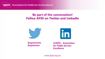 Be part of the conversation!  Follow APSE on Twitter and LinkedIn  @apseevents @ APSE - Association