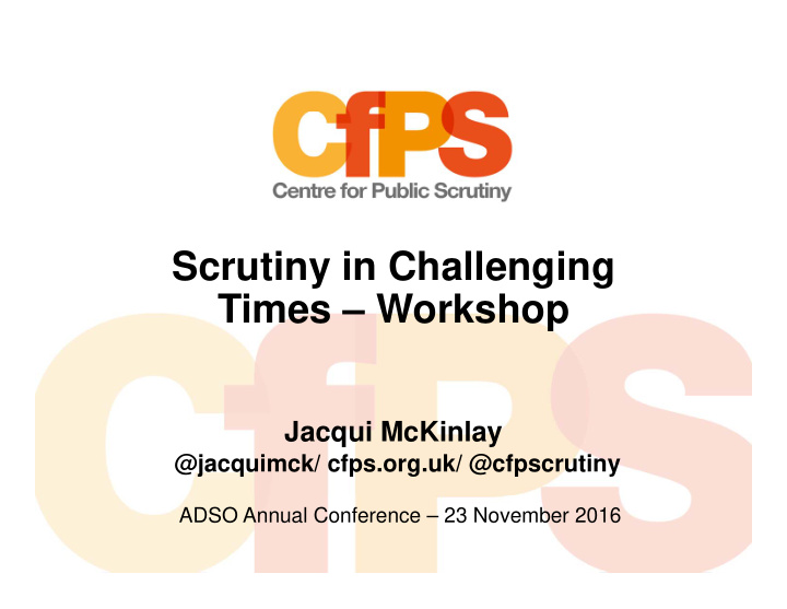 scrutiny in challenging times workshop