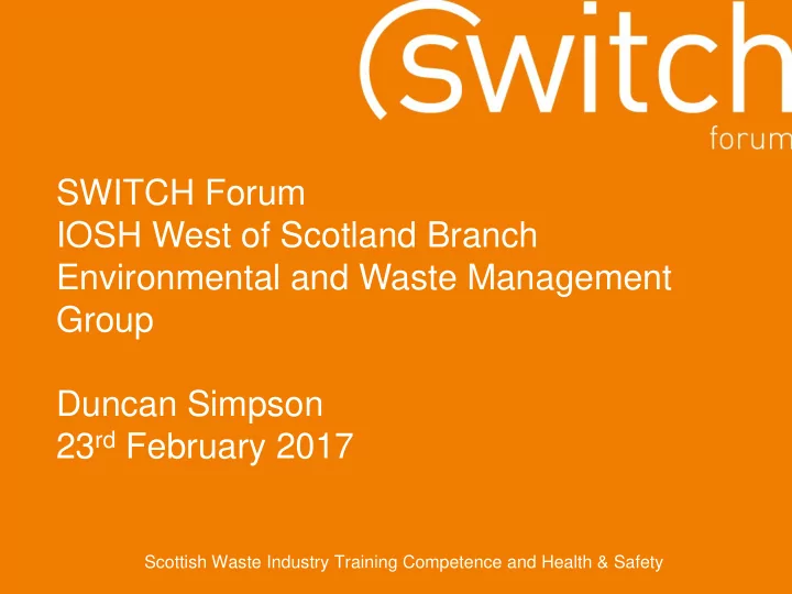 iosh west of scotland branch