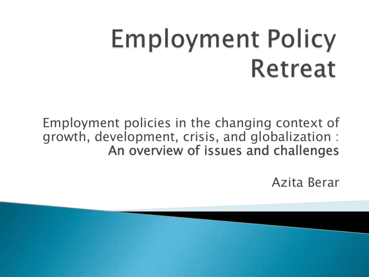 employment policies in the changing context of growth