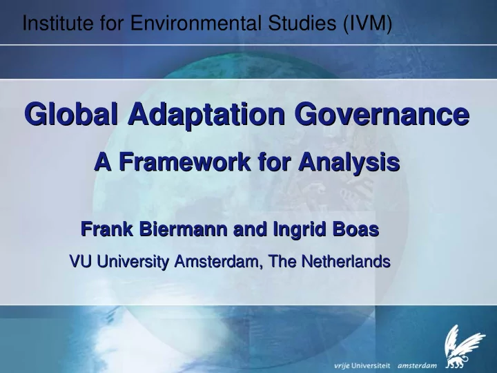 global adaptation governance global adaptation governance