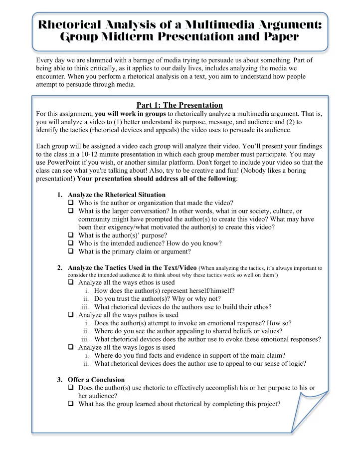 rhetorical analysis of a multimedia argument group