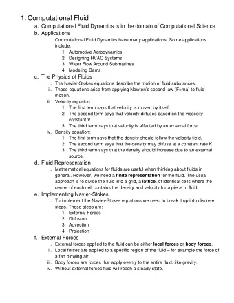 1. Computational Fluid  a. Computational Fluid Dynamics is in the domain of Computational Science