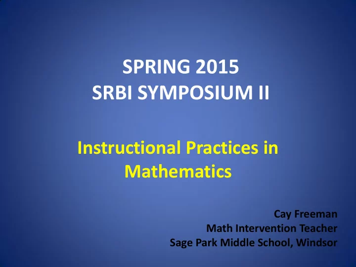srbi symposium ii