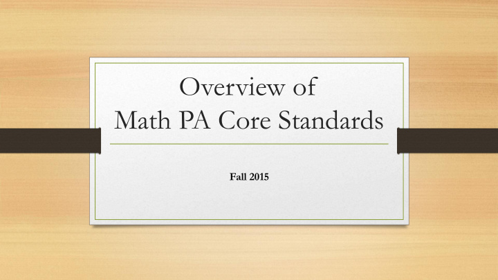 overview of math pa core standards