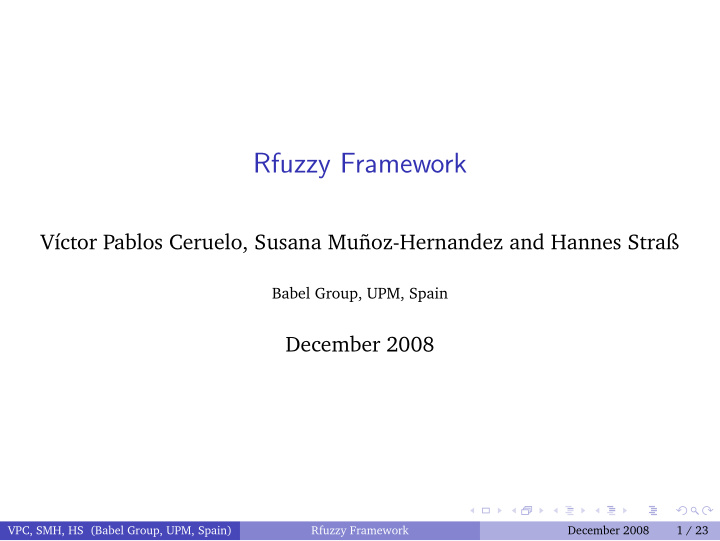 rfuzzy framework