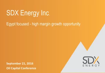 Egypt focused production with transformational exploration upside  AIM and TSX-V listed (TSXV: