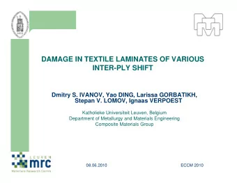 1  08.06.2010  ECCM 2010  Outline  Numerical expectations  Effect of stacking sequence: